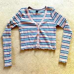 Striped Cropped Long Sleeve Top